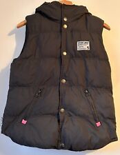 Superdry Ladies Hooded Jacket/Gilet Size UK M Charcoal Grey Parka Style