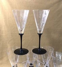 1 crystal water glass PORTIEUX model BERGAMO black foot 21.5 cm table service