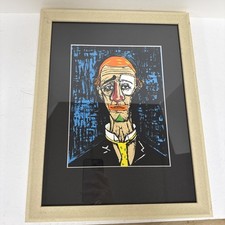 Vintage Art Print - Tête de Clown - Bernard Buffet With Liner Frame Mat Glass