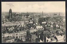 Old postcard Tournai, general view 