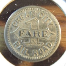 Very Old Cream City Railroad Milwaukee, WI Transit Trolley Token - Wisconsin