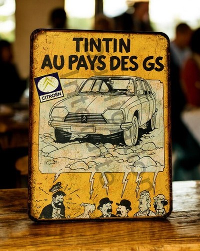Plaque métal tintin pays - plaque,