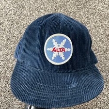 Vintage ALTA Utah Ski Resort Corduroy Adjustable Hat Blue Cap Made in USA