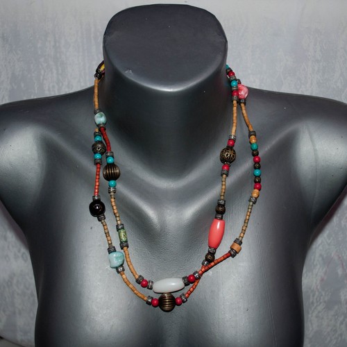 Collier boho vintage pierres