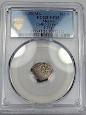 1702-33 Mexico Cob 1/2 Real PCGS VF25 Circulated Spanish Silver Coin *H912