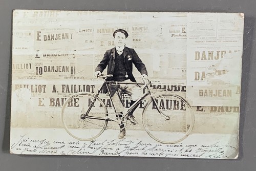 Antique 1906 bicycle man - bicycle,