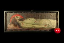 Antique oil painting on canvas, Christ lying c.1880 / Cabinet Curiosities