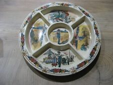 Très beau plat ancien à compartiment Obernai Faïence de Sarreguemines vers 1920