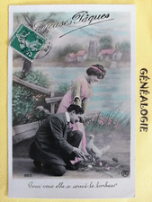 Old postcard fantasy FANTASY HAPPY EASTER chicken silk luxury eggs eggs HAPPY EASTER