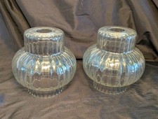 2 curved glass chandelier globes, iridescent effect, Art Deco style, h 18 cm