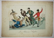 PATINAGE - PATIN A GLACE - "Les PATINEURS Anglais". Début 19ème.