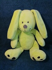 Doudou peluche lapin vert fluo