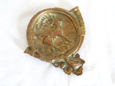 OLD empty bronze pocket decorated deer and hunting horn