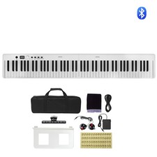 VEVOR Clavier Piano Pliable Numérique 88 Touches Portable Bluetooth MIDI Blanc