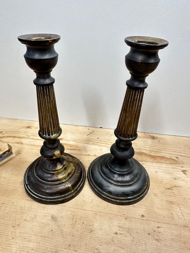 Lot anciens bougeoirs en - bougeoirs,