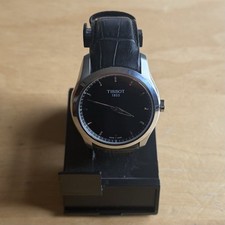 Mens Tissot Couturier Secret Date Quartz 39mm Watch Silver Black T035446A