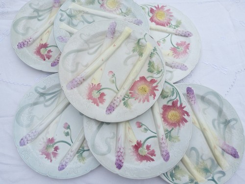 Assiettes asperges barbotine