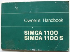 SIMCA 1100 1100S Car Owners Handbook #1.035.0575 Ref. 21150Z Model 137836