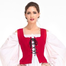 Déguisement médiéval femme pirate Renaissance corsage paysan réversible...