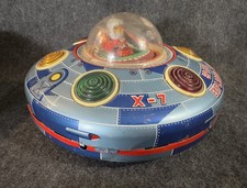 Vintage Modern Toys JAPAN Battery Operated Tin Litho X-7 SPACE EXPLORER Saucer