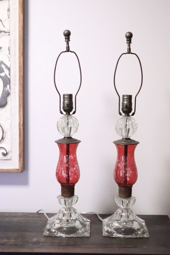 Pair vintage cranberry - vintage, ruby