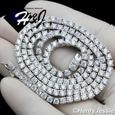 18"-28"MEN 925 STERLING SILVER ICY BLING CZ 3MM 1 ROW TENNIS CHAIN NECKLACE*N10