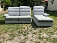 Ensemble NEUF emballé Canapé 2 pcs + méridienne Chateau AX - Tissu Gris - Salon