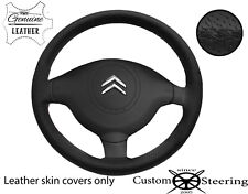 FOR CITROEN BERLINGO MK2 08-17 BLACK PERFORATED LEATHER STEERING WHEEL COVER DIY