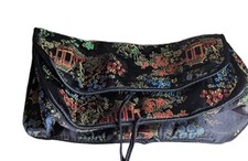 Bijoux Terner Black Oriental Hook & Loop Accessory Cosmetic Bag