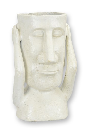 Une jardinière moai fonte - une,