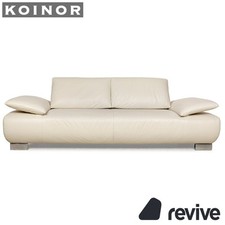Koinor Volare Cuir Canapé Trois Places Blanc Crème Fonction Manuelle