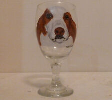 Brown & White Basset Hound Dog Ice Tea Glass Hand Painted Pet Lovers Boutique 
