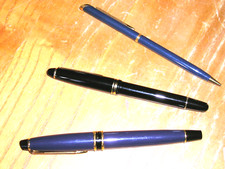 WATERMAN - 2 FOUNTAIN PENS - 1 BALLPOINT PEN - ADVERTISING - BANK  
