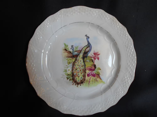 Assiette motif paons - motif,
