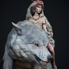 Figurine en résine Princesse Mononoke - échelle 1/12 - 12K détail non peint D...