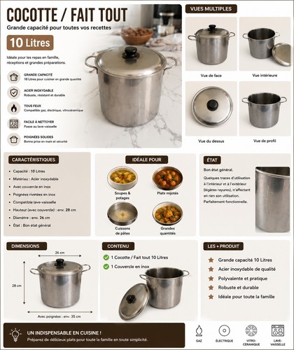 Marmite grand faitout - 12l, en