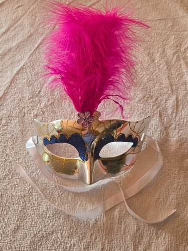 Masque vénitien argenté - , et