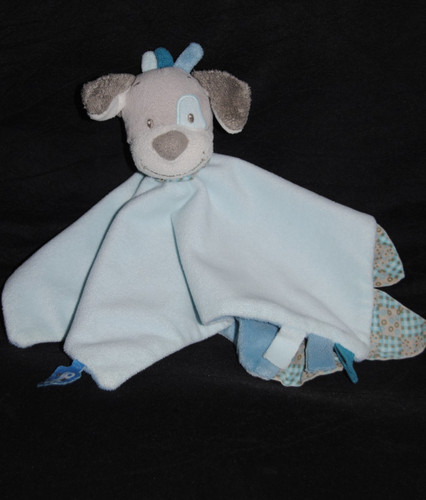 Doudou plat chien bleu - chien,