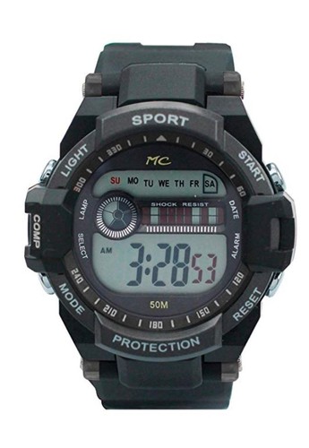 Black resin digital lcd sports - black,