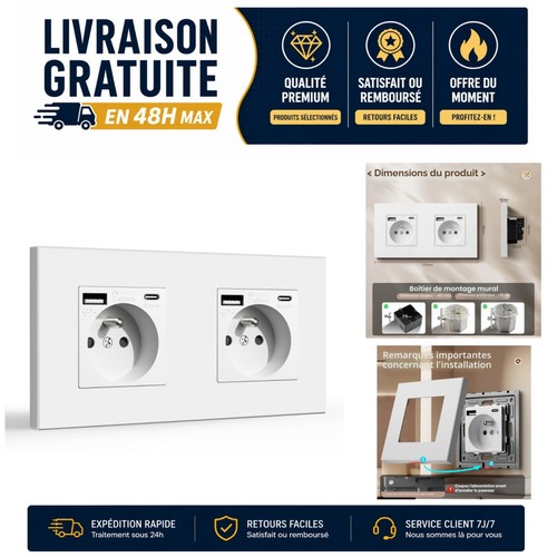 Prise murale double usb - murale,