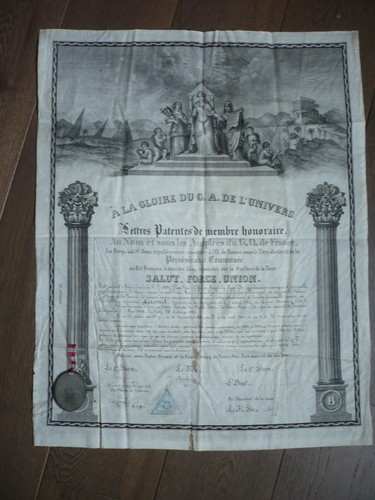 Grand diplome franc - grand, maconnerie