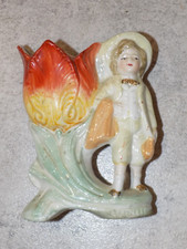 ANCIENNE PORCELAINE BISCUIT N°950 ENFANT FLEUR PYROGENE ALLUMETTES