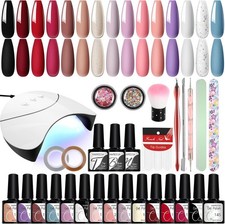 Kit complet de vernis à ongles, 15 couleurs, semi-permanent, avec lampe UV 36 W,
