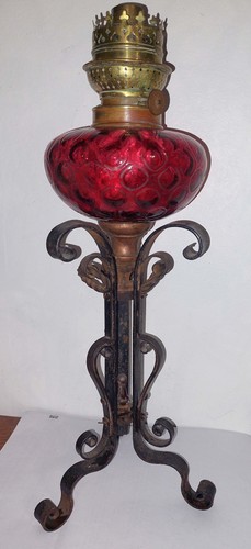 Lampe petrole verre rouge - a,