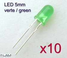Lot de 10 LED diode verte 5 mm