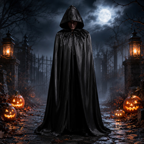 Cape noire halloween 160 à - noire,