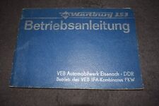 Operating Instructions Manual Wartburg 353 1984 First Class