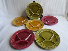 6 assiettes à fondue en céramique multicolore