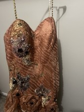 Brand New Without Tags Size 20 Jianini Couture Peach Rose Gold Evening Gown Prom