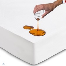Protège Matelas 140x190 cm Alèse Impermeable Drap Housse en Coton et Microfibre 